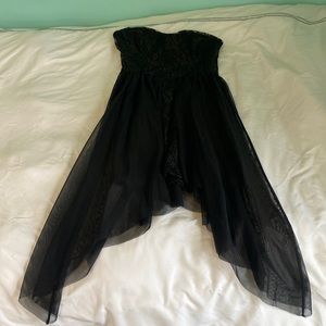 Black and Gold Sparkle Strapless Dress Size L